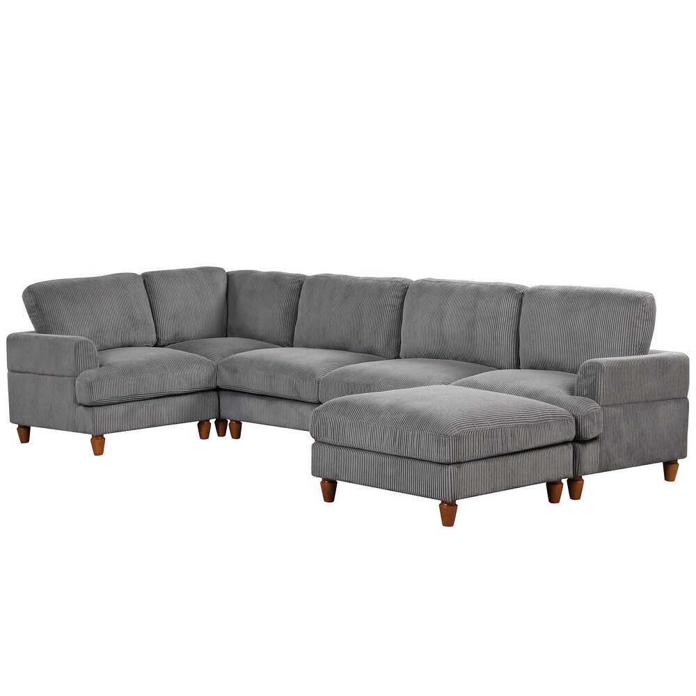 Corduroy Modular Sectional Sofa with Ottoman  Convertible to Bed  DIY Combo