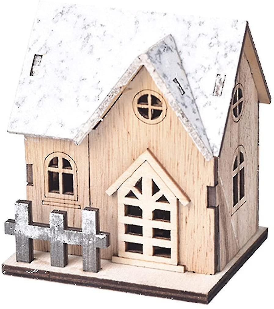 Christmas Decoration Mini Wooden House Illuminated Village Christmas Tree Hanging Lamp