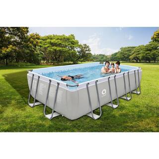 JLeisure 18 x 10 Foot Above Ground Rectangular Steel Frame Swimming Pool JL-17776-1US-AB