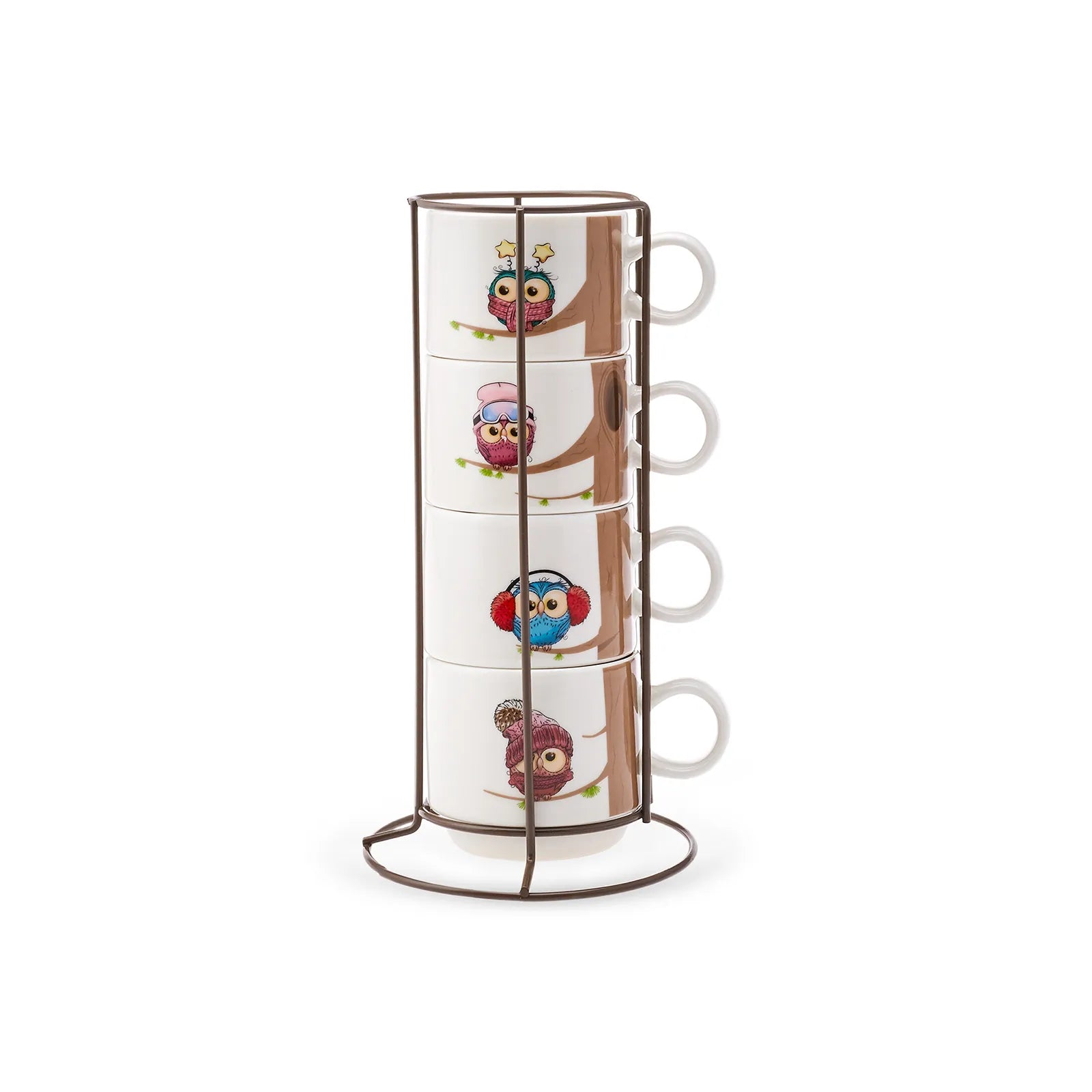 Karaca Owl 4 Pcs Mug With Stand 160 Ml 153.03.06.5922