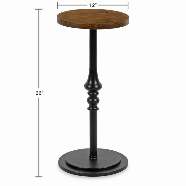 Kate and Laurel Stratton Rustic Pedestal Table - 12x12x26