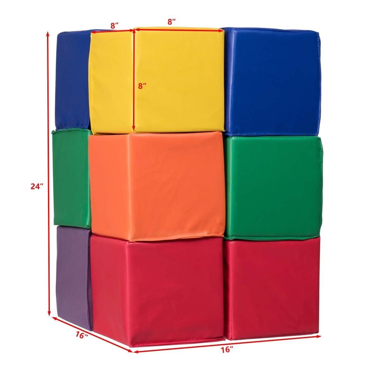 Soft Blocks, Toddler Foam Block Playset for Safe Active Play and Building (8-Inch, 12-Piece)