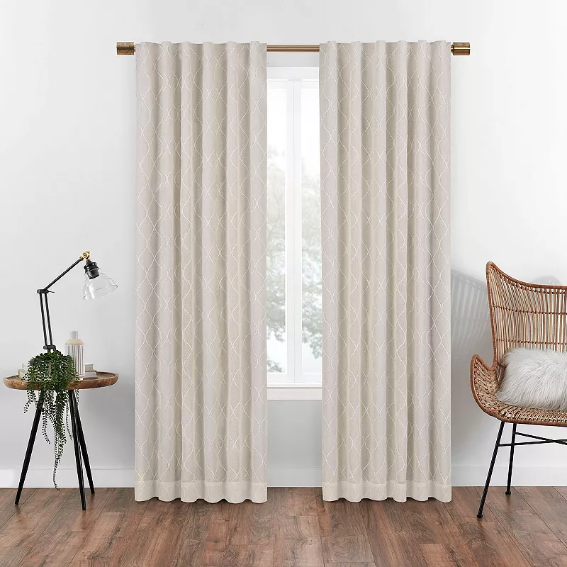 eclipse Absolute Zero Nora Geo Embroidery 100% Blackout 1-Panel Window Curtain