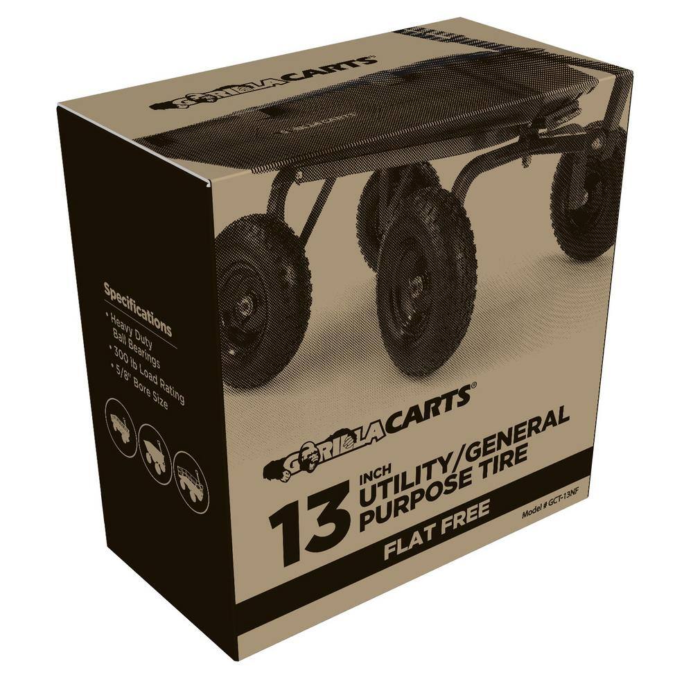 GORILLA CARTS 13 in. No Flat Replacement Tire for Carts (2-Pack) GCT-13NF