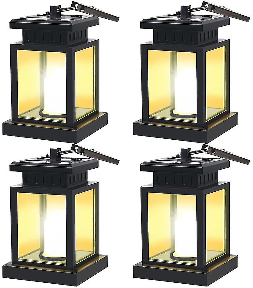 Solar Led Lantern， Vintage Solar Powered Waterproof Hanging Umbrella Lantern Candle Lights(4pcs)