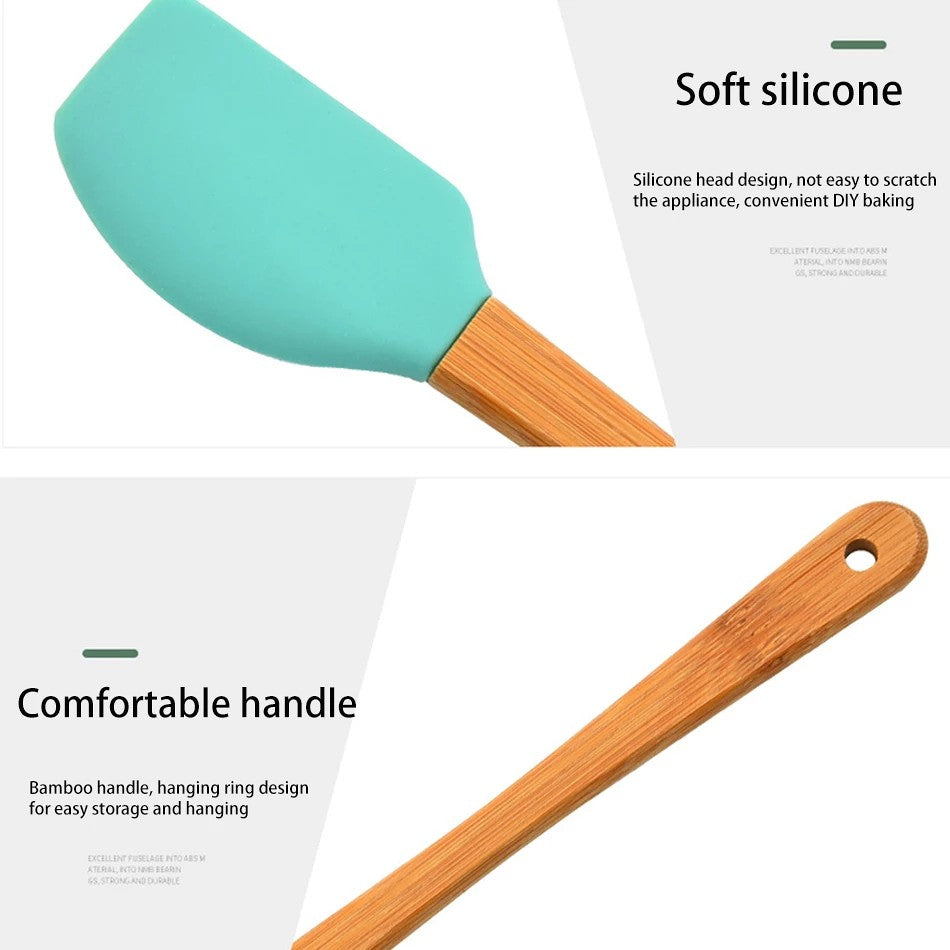 Silicone Spatula Kit - 5 Pack Mini Spatulas Scrapers with Bamboo Handle, Kitchen Utensils Sets for Cooking Baking