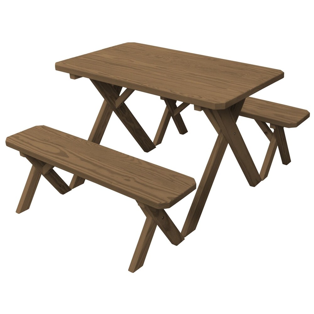 Pine 4' Cross Leg Picnic Table with 2 Benches