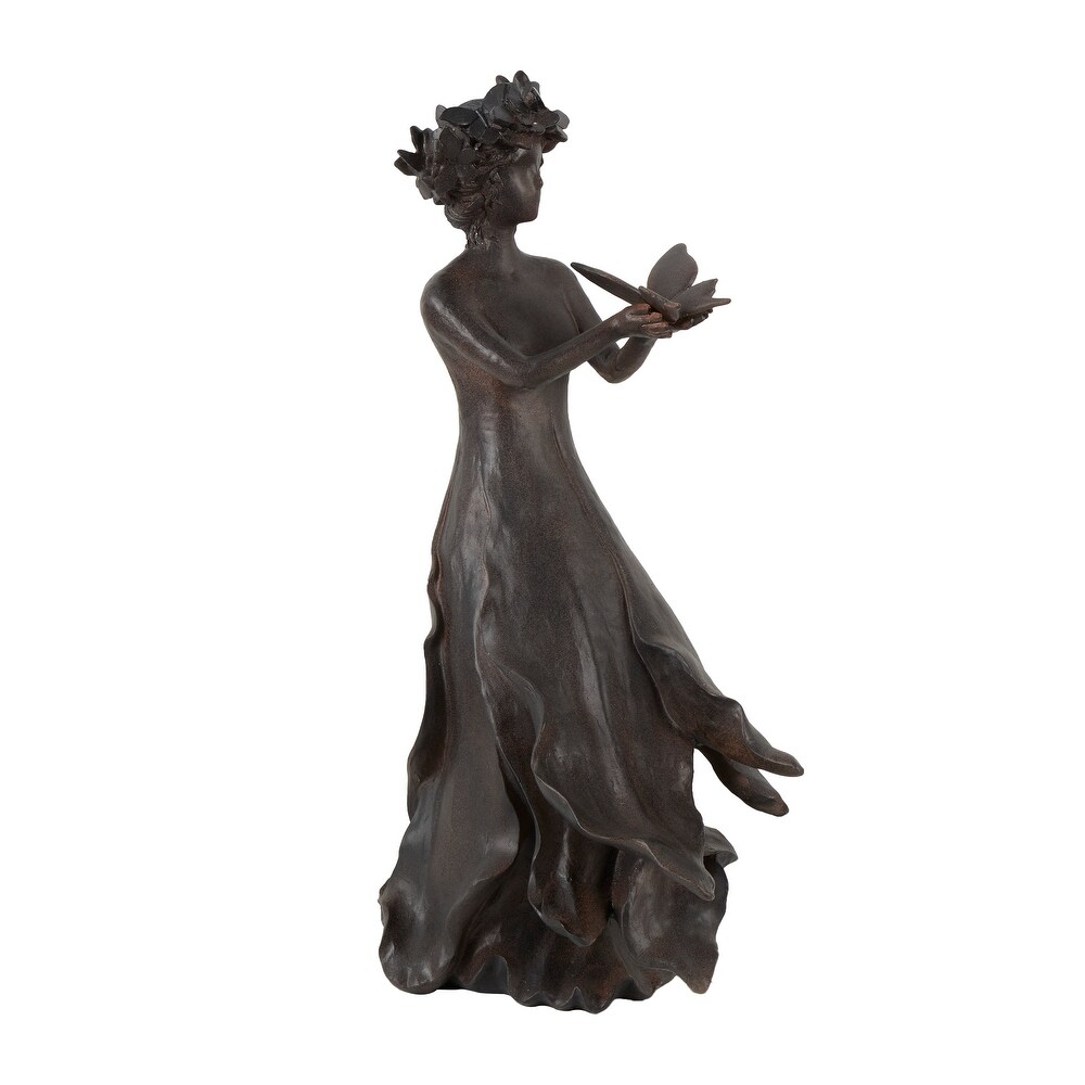 Dark Gray Resin Woman Sculpture