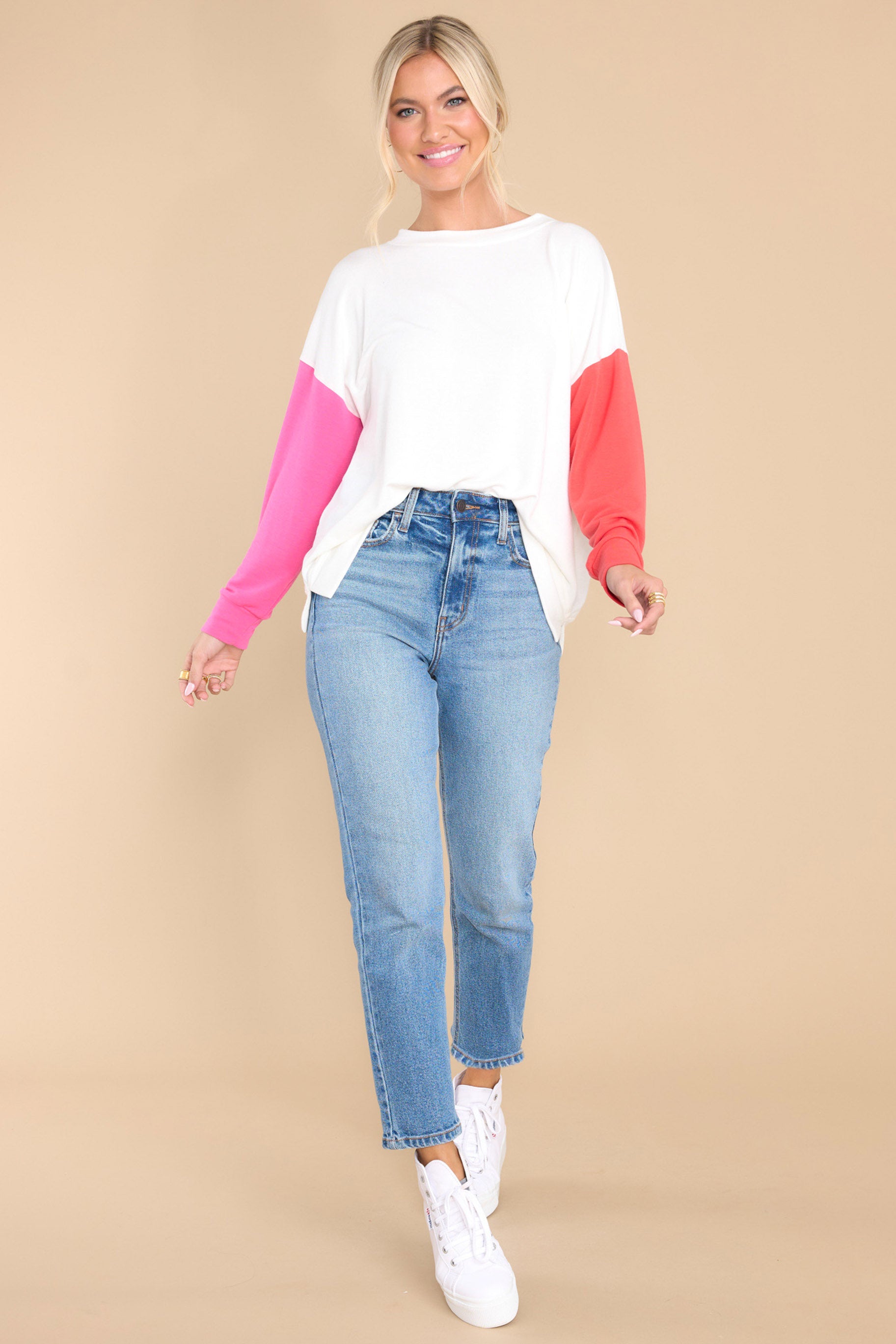 Come Home Ivory Colorblock Top
