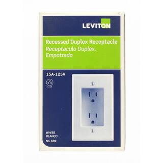 Leviton 15 Amp 1-Gang Recessed Duplex Power Outlet White R52-00689-00W