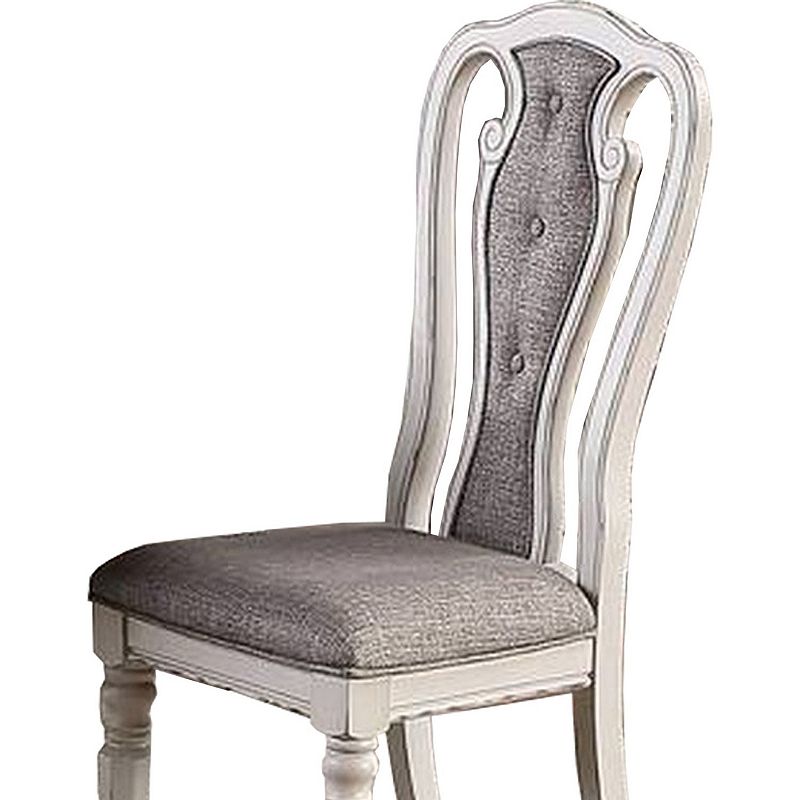 Dining Chair with Button Tufted Backrest， Padded Seat， Set of 2， White and Gray