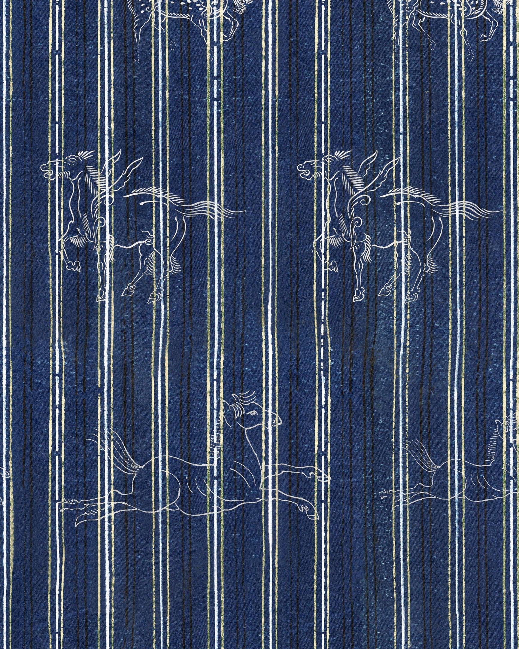 A Fable Wallpaper in Indigo from the Complementary Collection by Mind the Gap