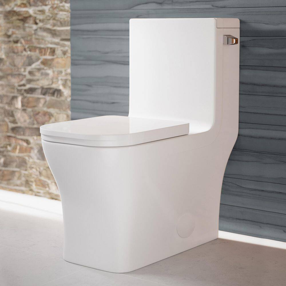 Swiss Madison Concorde 1-piece 1.28 GPF Single Flush Square Toilet in Glossy White Seat Included SM-1T105