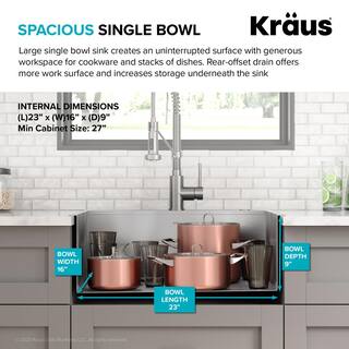 KRAUS Loften 25 in. Drop-inUndermount Single Bowl Stainless Steel Kitchen Workstation Sink with Accessories KWT321-2518