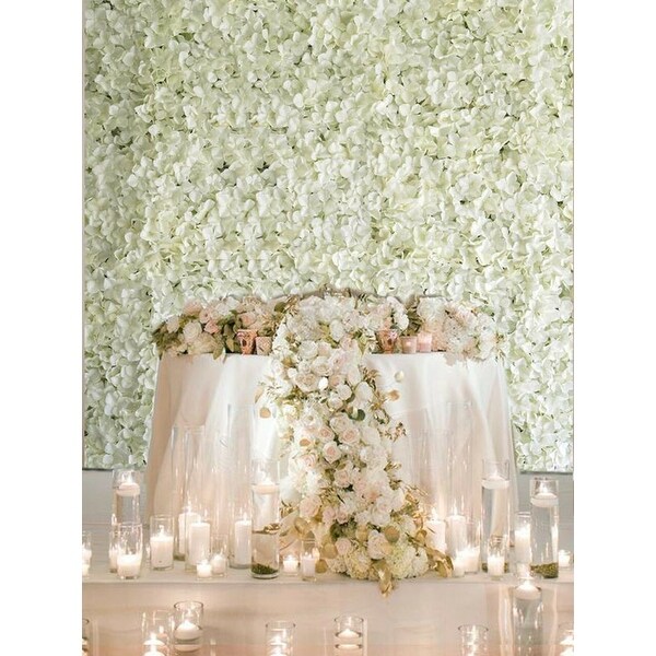 Enova Home Artificial Faux Foliage Wall Mat Panel Hydrangea Flower Backdrop for Wedding Party Photo Event Decoration