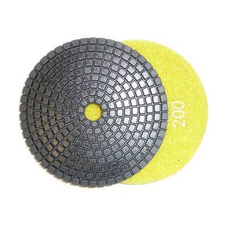 4 in. JHX Wet Diamond Polishing Pads for GraniteConcrete (Set of 7) with 4 in. Semi-Rigid Back Holder JHXR205SET8