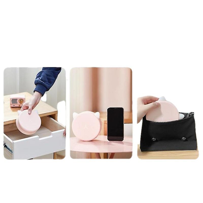 Cat ear lamp Cute pink girl study lamp student eye protection folding charging girl bedroom dormitory table lamp（6400AH）