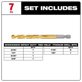 MW SHOCKWAVE Impact Duty Titanium Drill Bit Set (7-Piece) 48-89-4637