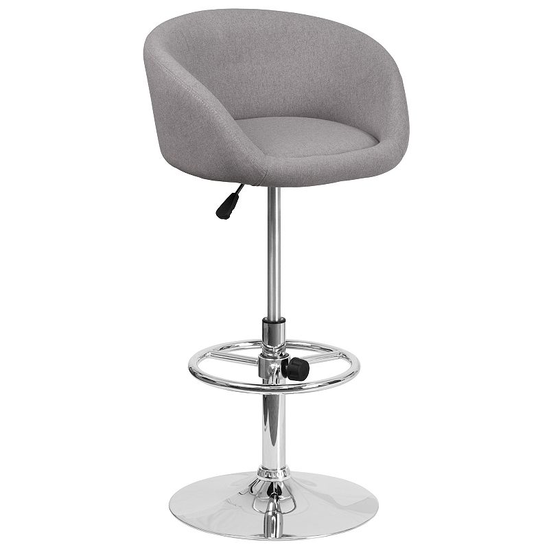 Merrick Lane Valencia Bucket Seat Bar and Dining Stool Modern Stool with 360 Swivel， Adjustable Height and Metal Footrest