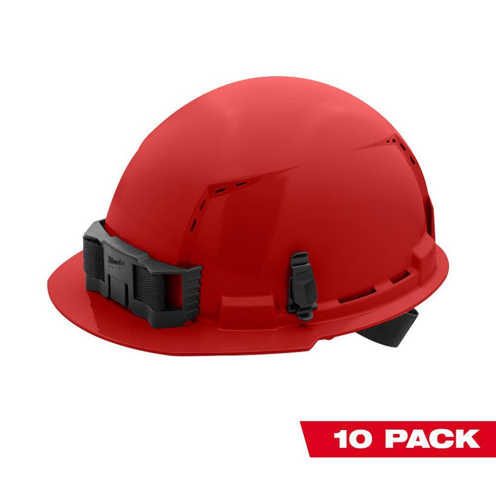 MW BOLT Red Type 1 Class C Front Brim Vented Hard Hat with 4-Point Ratcheting Suspension (10-Pack) 48-73-1208X10