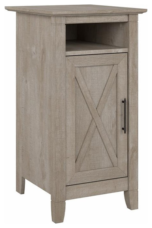 Key West End Table with Door in Washed Gray   Engineered Wood   Side Tables And End Tables   by Homesquare  Houzz