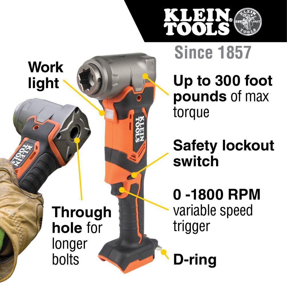 Klein Tools 90-Degree Right-Angle Lineman Impact Wrench Bare Tool BAT20LW from Klein Tools