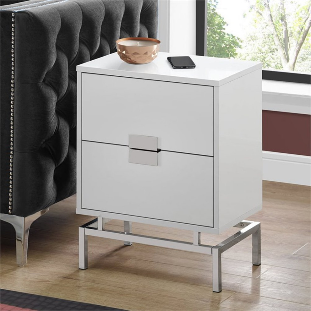 Accent Table Side End Nightstand Lamp Bedroom Metal Glossy White   Contemporary   Side Tables And End Tables   by Homesquare  Houzz