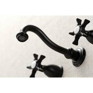 Kingston Brass Hamilton 2-Handle Wall-Mount Roman Tub Faucet in Matte Black (Valve Included) HKS3020NX