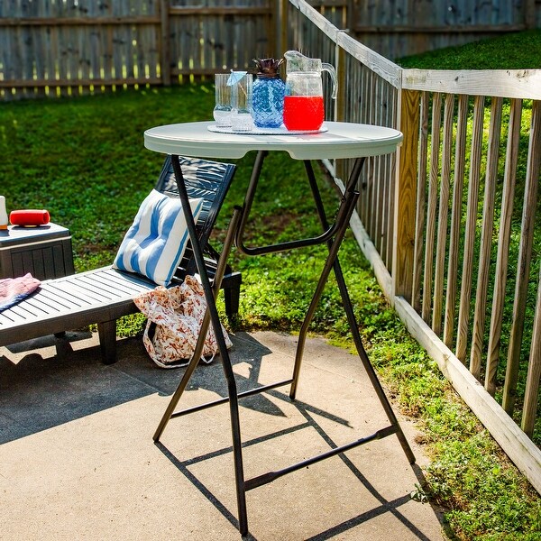 Folding Round Patio BarHeight Table