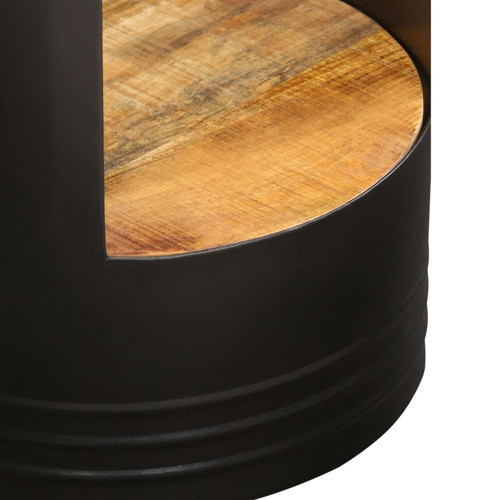 vidaXL Coffee Table Round End Accent Sofa Table with Storage Solid Wood Mango   Industrial   Side Tables And End Tables   by vidaXL LLC  Houzz