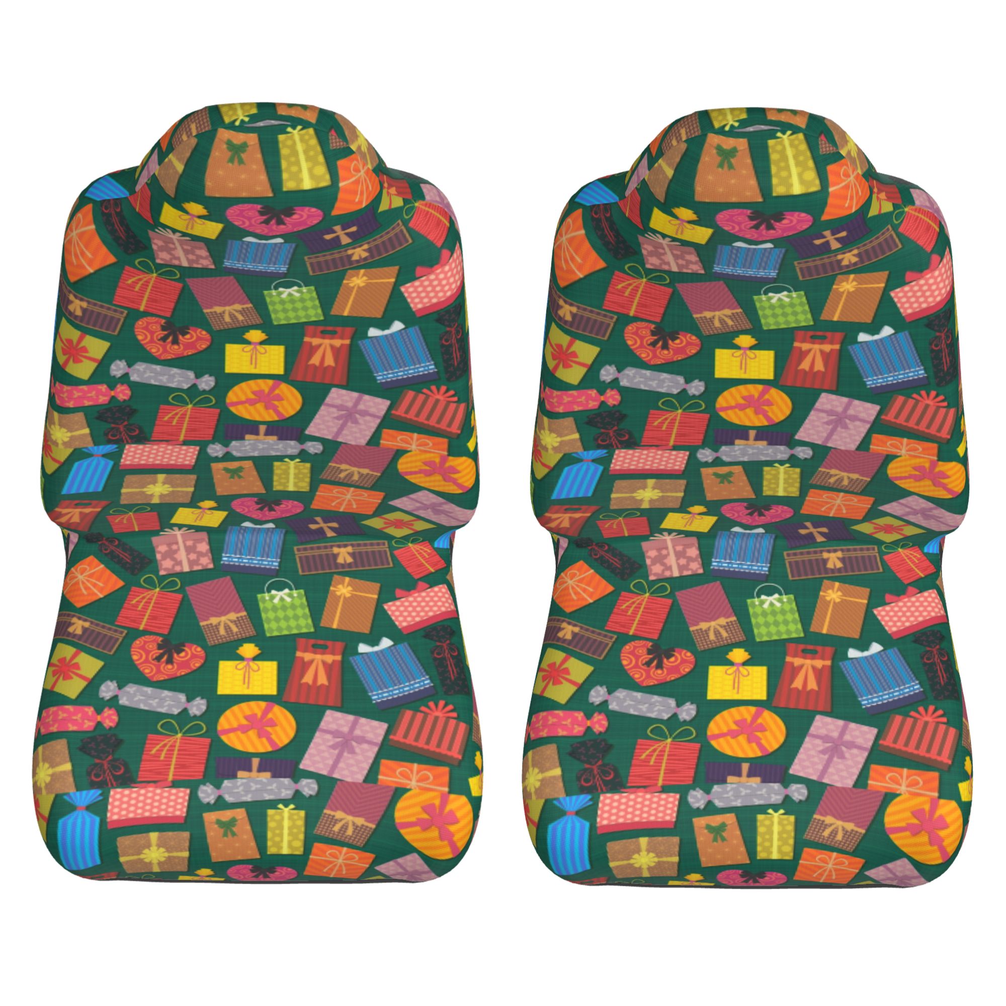 ZICANCN Car Seat Covers Front Seats Only，Colorful Gift Box Pattern Automotive Seat Covers Protectors for Cars Trucks Suv 2 Pack