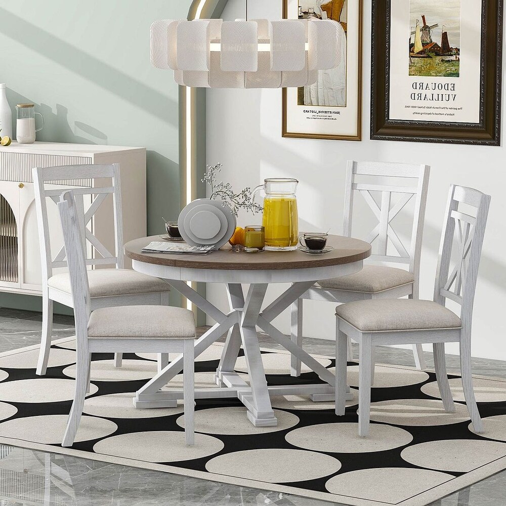 Extendable Round Dining Table Set for 4   42\