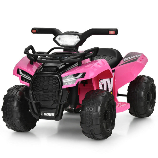 6V Kids ATV Quad Electric Ride On Car with LED Light and MP3 (Pink)