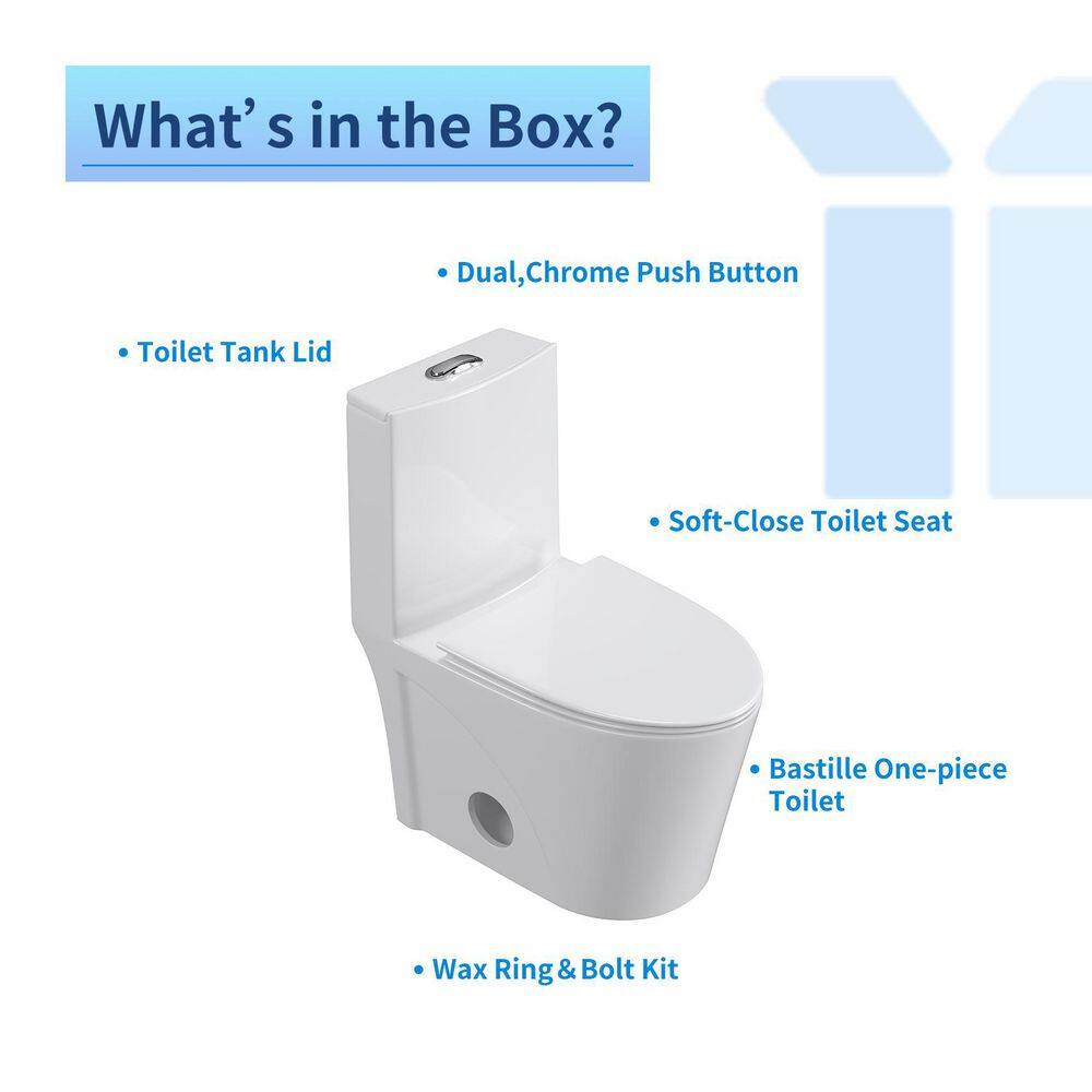 UPIKER Modern 12 in. Rough-In 1-piece 1.27 GPF Dual Flush Elongated Toilet in White Seat Included UP2210TOW1854