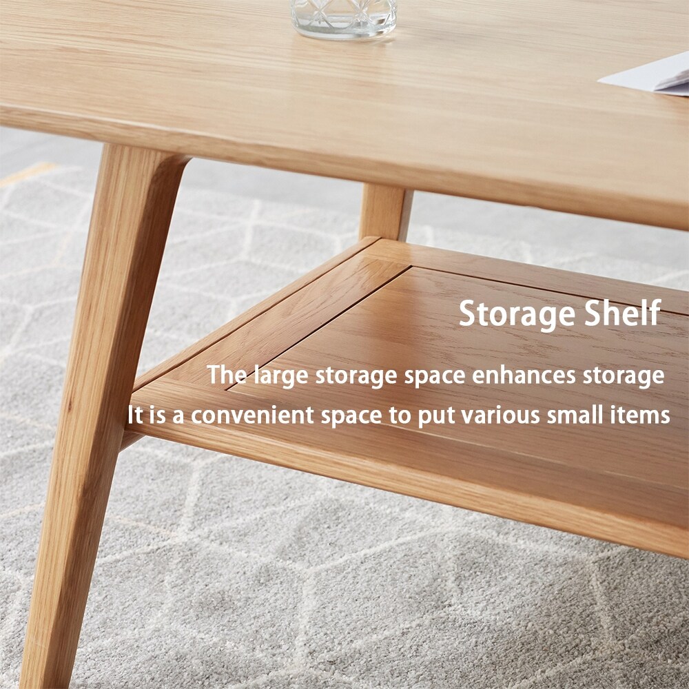 Solid Wood Coffee Table  Simple Elegant Center Table  Oak   39“