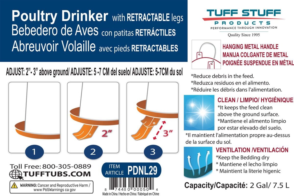 Tuff Stuff Products Poultry Drinker Nest with Foldable Legs Farm Animal Feeder