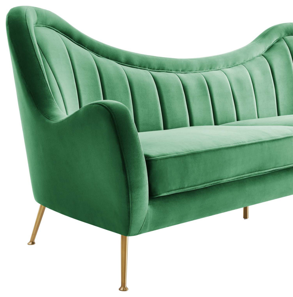 Cheshire Channel Tufted Velvet Sofa   Midcentury   Sofas   by Modway  Houzz