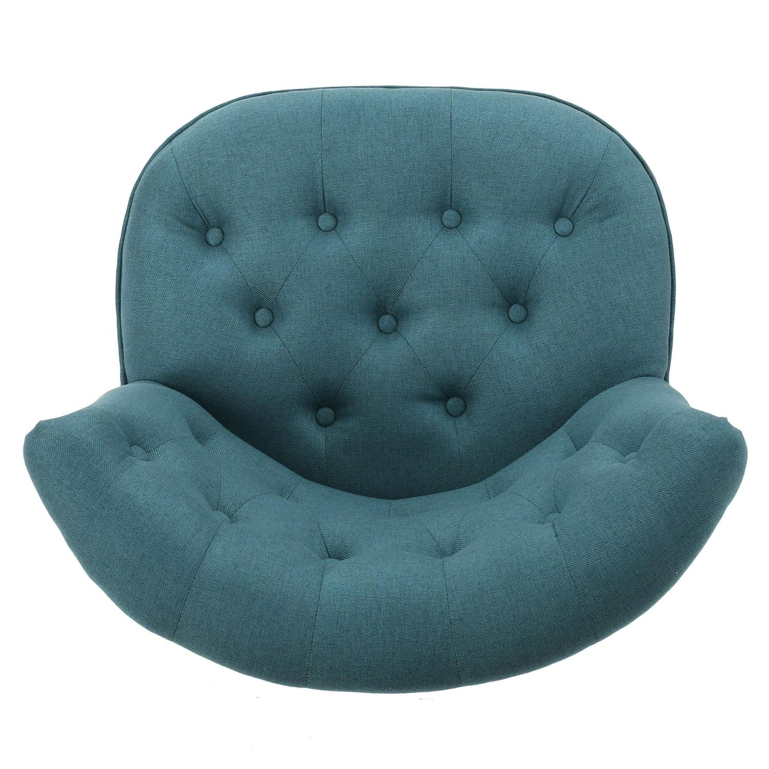 Noble House Siciley Dark Teal Fabric Tufted Slipper Chair， Blue