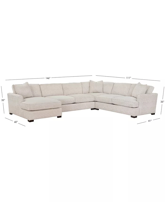 Furniture CLOSEOUT! Juliam 4-Pc. Fabric Chaise Sectional Sofa