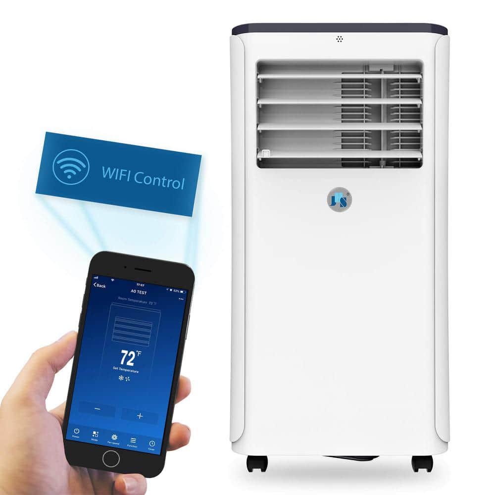 JHS 3in1 Portable Air Conditioner w Dehumidifer Fan Remote 350 SqFt LED Display Timer Wheels in White