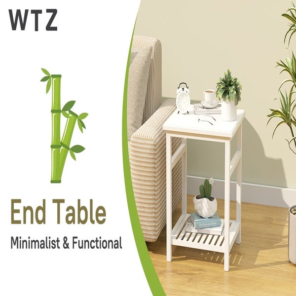 Modern Bamboo 2-Tier End Table/Side Table/Nightstand