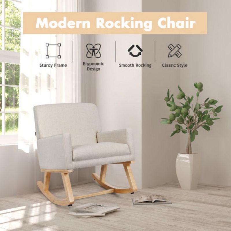 Upholstered Rocking Chair with Solid Wood Base