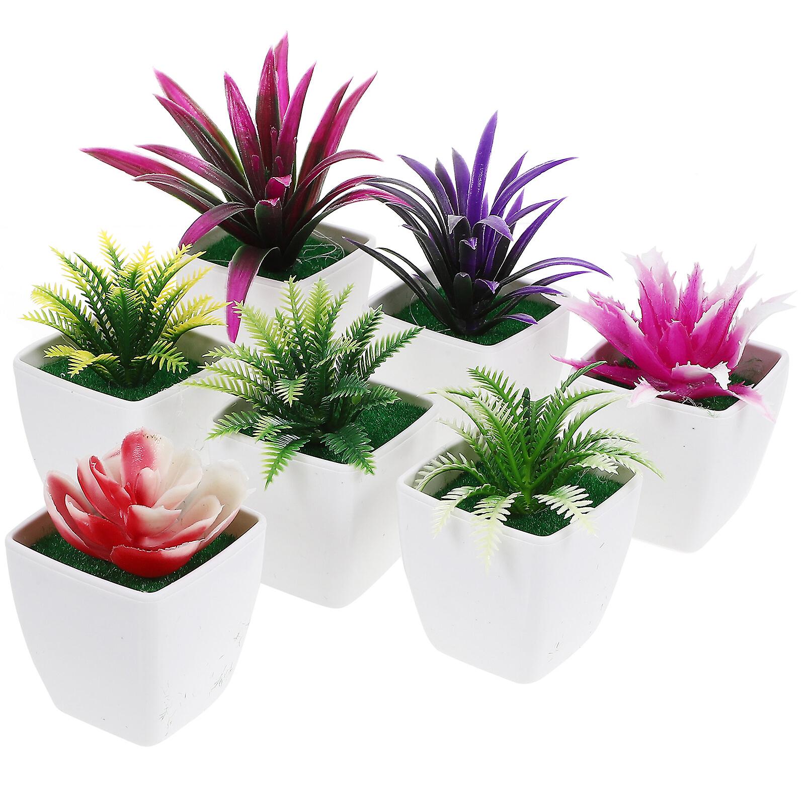 7 Pcs Mini Potted Plant Pots Small Potted Plant Bonsai Desktop Fake Potted Plant Model