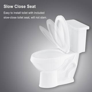 Two-Piece 1.28 GPF Single Flush Elongated Toilet in White Seat Included HKD-TTPT2468S-W