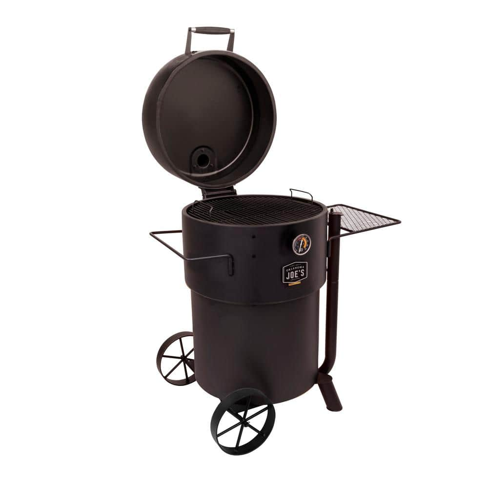 OKLAHOMA JOE'S Bronco Pro Charcoal Drum Smoker and Grill in Black with 366 sq. in. Cooking Space 19202099