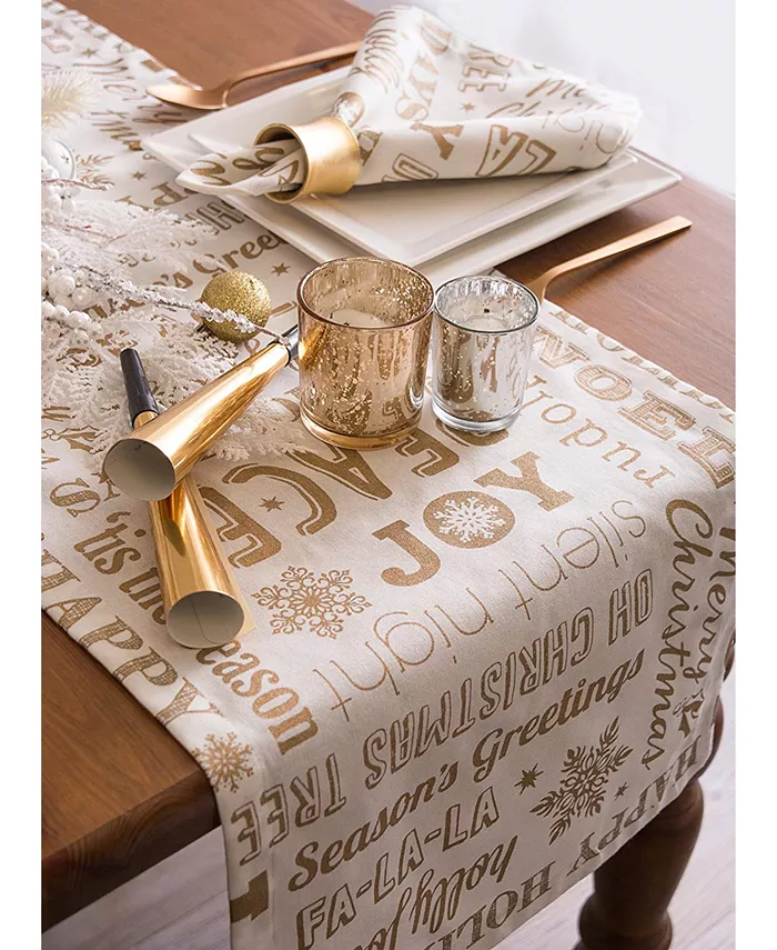 Design Imports Christmas Collage Table Runner