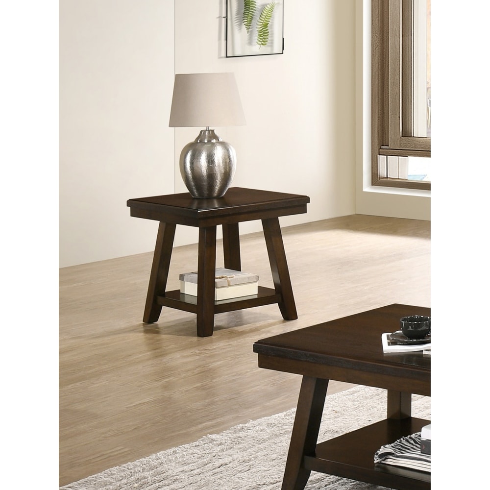 Rectangular End Table with Storage Shelf