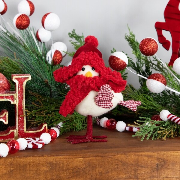 Bird with Scarf Winter Hat Christmas Standing Figure 8.5 Red White