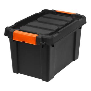 IRIS 20 Qt. Heavy Duty Plastic Storage Box in Black (4-Pack) 500152