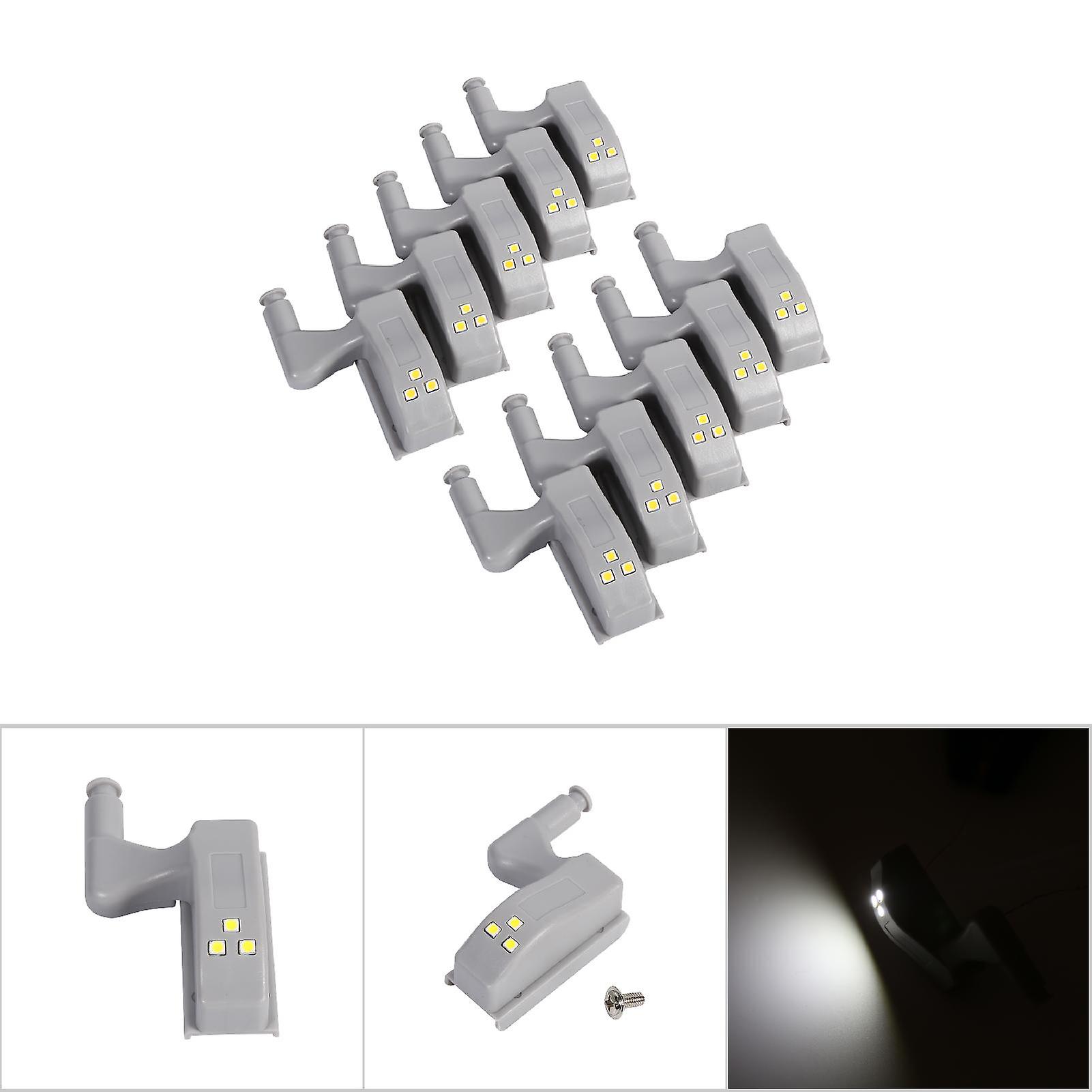 10pcs Cabinet Cupboard Closet Wardrobe Led Hinge Light Home Kitchen (cool White)